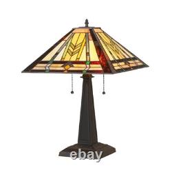 Tiffany Style Stained Glass Table Desk Lamp with Mission Design 16 Shade