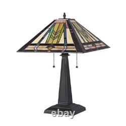 Tiffany Style Stained Glass Table Desk Lamp with Mission Design 16 Shade
