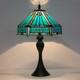 Tiffany Style Stained Glass Table Lamp 12x12x19 Turquoise Vintage Desk Light