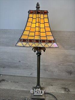 Tiffany Style Stained Glass Table Lamp 25 tall with Metal Base