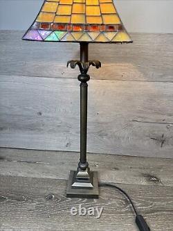 Tiffany Style Stained Glass Table Lamp 25 tall with Metal Base