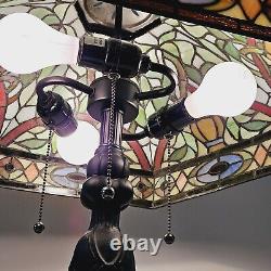 Tiffany Style Stained Glass Table Lamp 3 Bulb Large Lamp 24×18