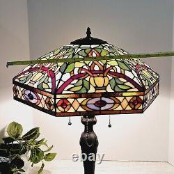 Tiffany Style Stained Glass Table Lamp 3 Bulb Large Lamp 24×18