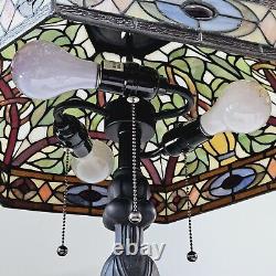 Tiffany Style Stained Glass Table Lamp 3 Bulb Large Lamp 24×18