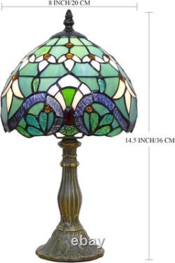 Tiffany Style Stained Glass Table Lamp Baroque Bedside Accent Light 14.5 In