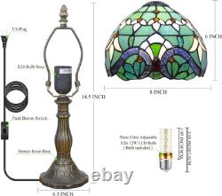Tiffany Style Stained Glass Table Lamp Baroque Bedside Accent Light 14.5 In