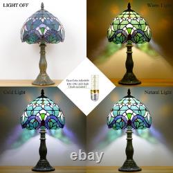Tiffany Style Stained Glass Table Lamp Baroque Bedside Accent Light 14.5 In