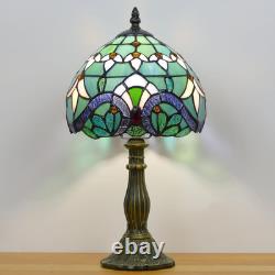 Tiffany Style Stained Glass Table Lamp Baroque Bedside Accent Light 14.5 In