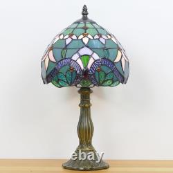 Tiffany Style Stained Glass Table Lamp Baroque Bedside Accent Light 14.5 In