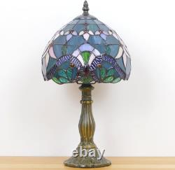 Tiffany Style Stained Glass Table Lamp Baroque Bedside Accent Light 14.5 In