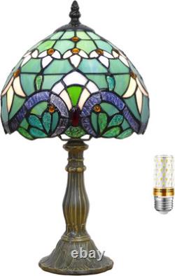 Tiffany Style Stained Glass Table Lamp Baroque Bedside Accent Light 14.5 In