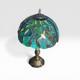 Tiffany Style Stained Glass Table Lamp Blue Green Shade Bronze Base 19