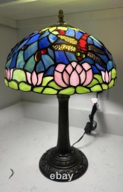 Tiffany Style Stained Glass Table Lamp Colorful Water, 18 Tall 12 Lamp Shade