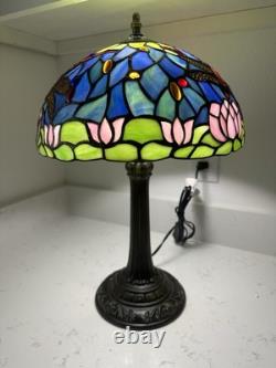 Tiffany Style Stained Glass Table Lamp Colorful Water, 18 Tall 12 Lamp Shade
