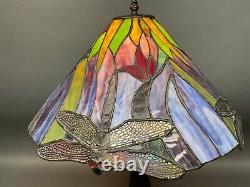 Tiffany Style Stained Glass Table Lamp Dragonfly Handcrafted Vintage Light Shade