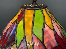 Tiffany Style Stained Glass Table Lamp Dragonfly Handcrafted Vintage Light Shade