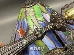 Tiffany Style Stained Glass Table Lamp Dragonfly Handcrafted Vintage Light Shade