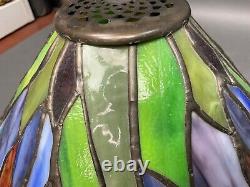 Tiffany Style Stained Glass Table Lamp Dragonfly Handcrafted Vintage Light Shade