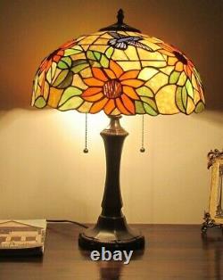 Tiffany Style Stained Glass Table Lamp Floral Sunflower Design Home Decor