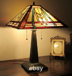 Tiffany Style Stained Glass Table Lamp Mission Design