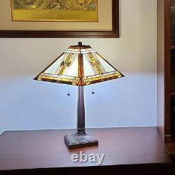 Tiffany Style Stained Glass Table Lamp Mission Design 280 pcs of Glass 22in Tall