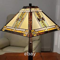 Tiffany Style Stained Glass Table Lamp Mission Design 280 pcs of Glass 22in Tall