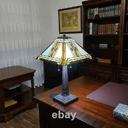 Tiffany Style Stained Glass Table Lamp Mission Design 280 pcs of Glass 22in Tall