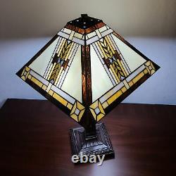 Tiffany Style Stained Glass Table Lamp Mission Design 280 pcs of Glass 22in Tall