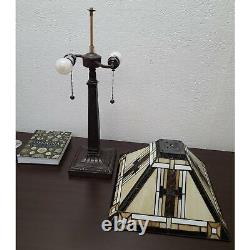 Tiffany Style Stained Glass Table Lamp Mission Design 280 pcs of Glass 22in Tall