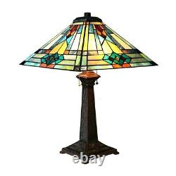 Tiffany Style Stained Glass Table Lamp Mission Design Antique Bronze Base