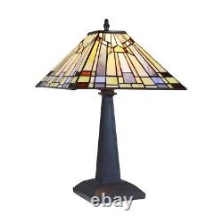 Tiffany Style Stained Glass Table Lamp Mission Design with 12 Wide Shade