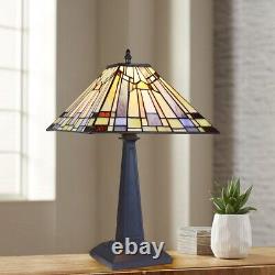 Tiffany Style Stained Glass Table Lamp Mission Design with 12 Wide Shade