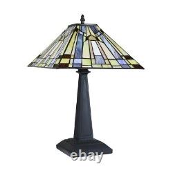 Tiffany Style Stained Glass Table Lamp Mission Design with 12 Wide Shade