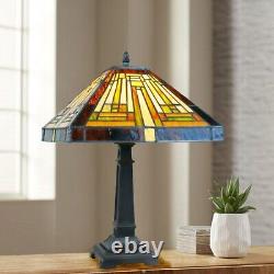 Tiffany Style Stained Glass Table Lamp Mission Design with 12 Wide Shade