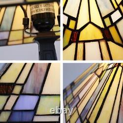 Tiffany Style Stained Glass Table Lamp Mission Design with 12 Wide Shade