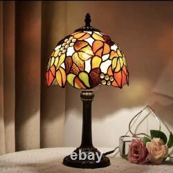 Tiffany Style Stained Glass Table Lamp Multicolor Bedside Desk Light 8in