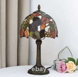 Tiffany Style Stained Glass Table Lamp Multicolor Bedside Desk Light 8in