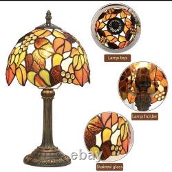 Tiffany Style Stained Glass Table Lamp Multicolor Bedside Desk Light 8in