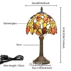 Tiffany Style Stained Glass Table Lamp Multicolor Bedside Desk Light 8in