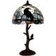 Tiffany Style Stained Glass Table Lamp Raven Moon 12wx20h Dark Blue L10956 Bieye