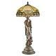 Tiffany Style Stained Glass Table Lamp Roman Goddess Of Light Lucina With Cherub