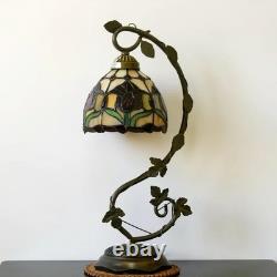 Tiffany Style Stained Glass Table Lamp Tulip 21 Rustic Metal Base LED