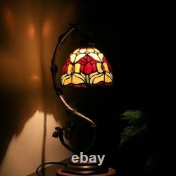 Tiffany Style Stained Glass Table Lamp Tulip 21 Rustic Metal Base LED