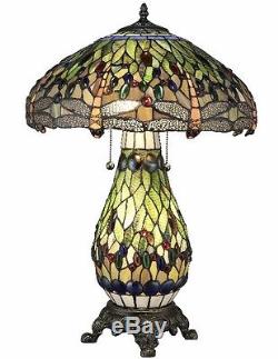 Tiffany Style Stained Glass Table Lamp Yellow Dragonfly Desk Lamps Accent Light