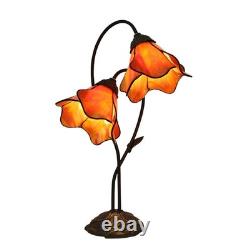 Tiffany Style Stained Glass Table Lamp with 8-inch Wide Bent Glass Flower Lam