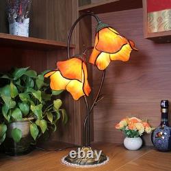 Tiffany Style Stained Glass Table Lamp with 8-inch Wide Bent Glass Flower Lam