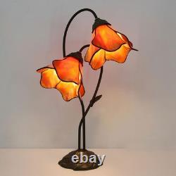 Tiffany Style Stained Glass Table Lamp with 8-inch Wide Bent Glass Flower Lam