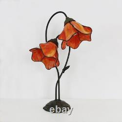 Tiffany Style Stained Glass Table Lamp with 8-inch Wide Bent Glass Flower Lam