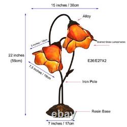 Tiffany Style Stained Glass Table Lamp with 8-inch Wide Bent Glass Flower Lam