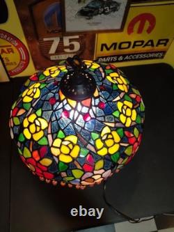 Tiffany Style Stained Glass Table Lamp with Beaded Shade 22 Floral